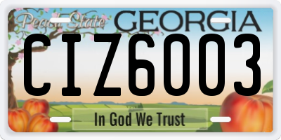 GA license plate CIZ6003