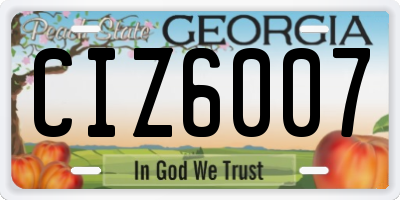 GA license plate CIZ6007