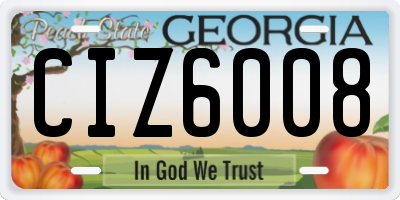 GA license plate CIZ6008
