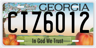GA license plate CIZ6012