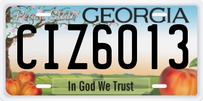 GA license plate CIZ6013