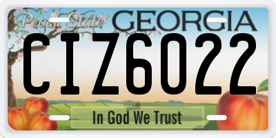 GA license plate CIZ6022
