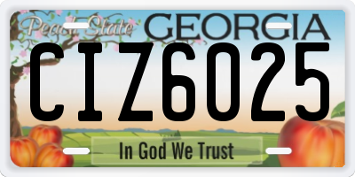 GA license plate CIZ6025