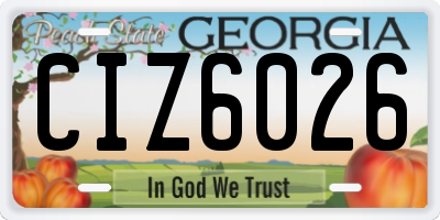 GA license plate CIZ6026