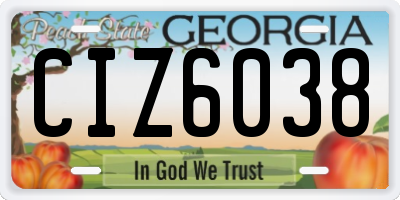 GA license plate CIZ6038