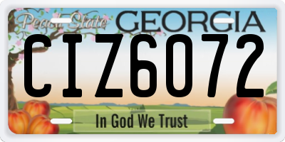 GA license plate CIZ6072