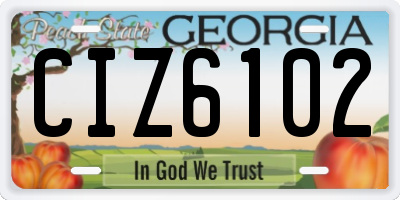 GA license plate CIZ6102