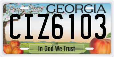 GA license plate CIZ6103