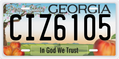 GA license plate CIZ6105