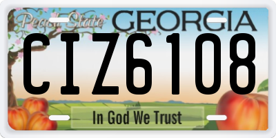 GA license plate CIZ6108