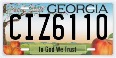 GA license plate CIZ6110