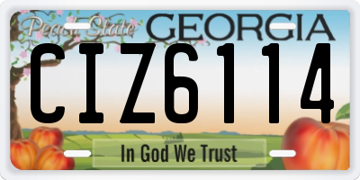 GA license plate CIZ6114
