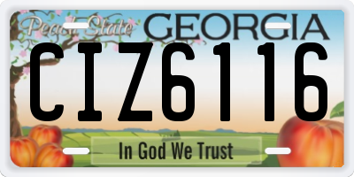 GA license plate CIZ6116