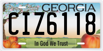 GA license plate CIZ6118