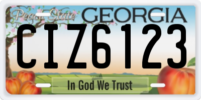 GA license plate CIZ6123