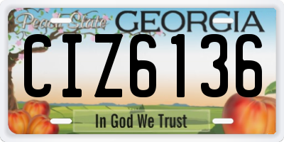 GA license plate CIZ6136