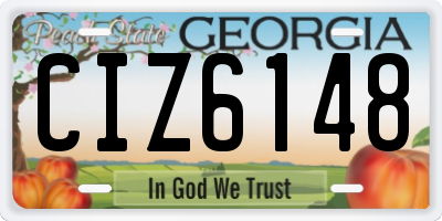 GA license plate CIZ6148