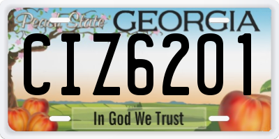 GA license plate CIZ6201