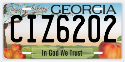 GA license plate CIZ6202