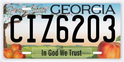 GA license plate CIZ6203
