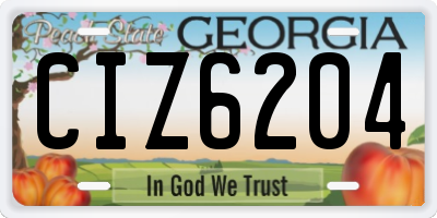 GA license plate CIZ6204