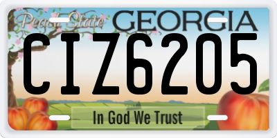 GA license plate CIZ6205