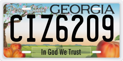 GA license plate CIZ6209