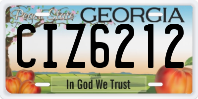 GA license plate CIZ6212