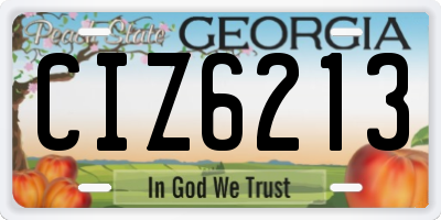 GA license plate CIZ6213