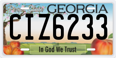 GA license plate CIZ6233