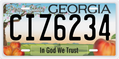 GA license plate CIZ6234