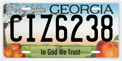 GA license plate CIZ6238