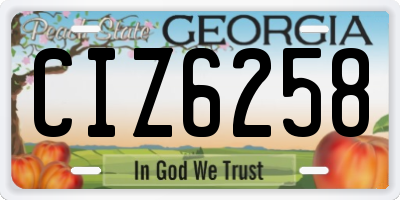 GA license plate CIZ6258