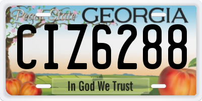 GA license plate CIZ6288