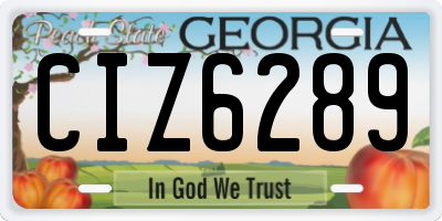 GA license plate CIZ6289