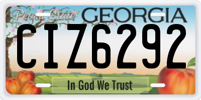 GA license plate CIZ6292