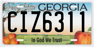 GA license plate CIZ6311