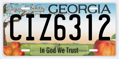 GA license plate CIZ6312