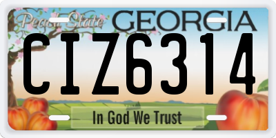 GA license plate CIZ6314