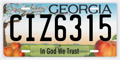 GA license plate CIZ6315