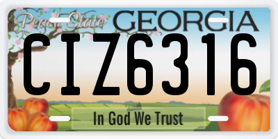 GA license plate CIZ6316
