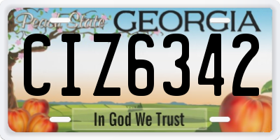 GA license plate CIZ6342