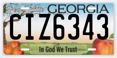 GA license plate CIZ6343