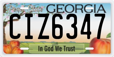 GA license plate CIZ6347