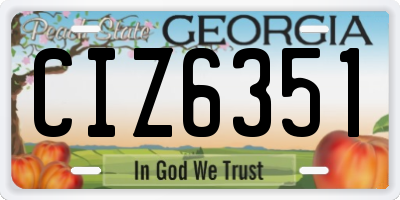 GA license plate CIZ6351