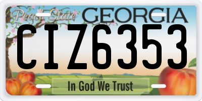 GA license plate CIZ6353