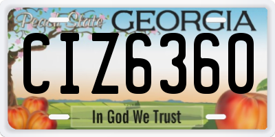 GA license plate CIZ6360