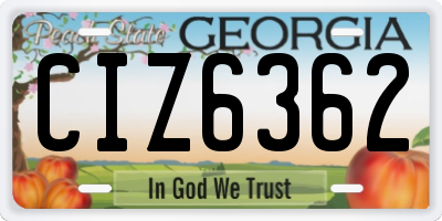 GA license plate CIZ6362
