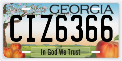 GA license plate CIZ6366