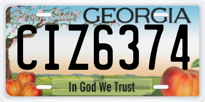 GA license plate CIZ6374